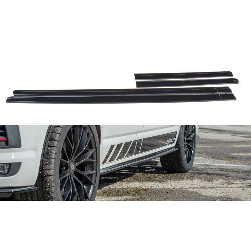 Maxton Side skirts Diffusers Volkswagen T6 Gloss Black, T6