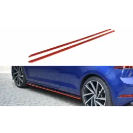 Maxton Side Skirts Diffusers V.2 VW Golf 7 R / R-Line Facelift RED, Golf 7