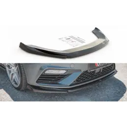 Maxton Front Splitter V.5 Seat Leon Cupra / FR Mk3 FL Gloss Black, Leon Mk3 FR