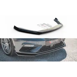 Maxton Front Splitter V.7 Seat Leon Cupra / FR Mk3 FL Gloss Black, Leon Mk3 FR