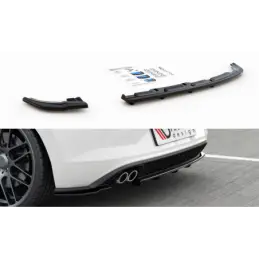 Maxton Central Rear Splitter (with vertical bars) VW Polo 6 GTI Mk6 Gloss Black, Polo Mk6