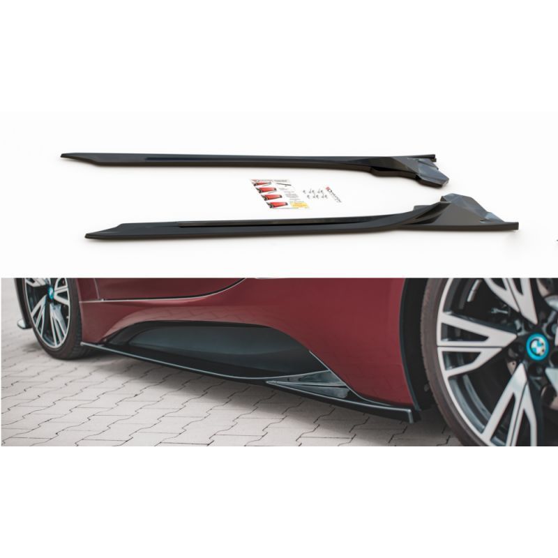 Maxton Side Skirts Diffusers BMW i8 Gloss Black, I8