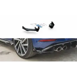 Maxton Racing Durability Rear Side Splitters + Flaps VW Golf 7 R Facelift Black + Gloss Flaps , Golf 7