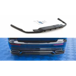 Maxton Central Rear Splitter (with vertical bars) Volvo S60/V60 R-Design Mk3 Gloss Black, MAXTON DESIGN