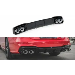 Maxton Rear Valance + Exhaust Ends Imitation Audi A7 C8 S-Line Gloss Black \ Chrome, A7/ S7 / RS7 - C8