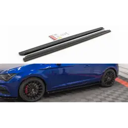 Maxton Side Skirts Diffusers Seat Leon Cupra / FR SC Mk3 / Mk3 FL Gloss Black, Leon Mk3 FR