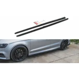 Maxton Side Skirts Diffusers V.2 Audi S3 / A3 S-Line Sedan 8V Facelift Gloss Black, A3/S3/RS3 8V