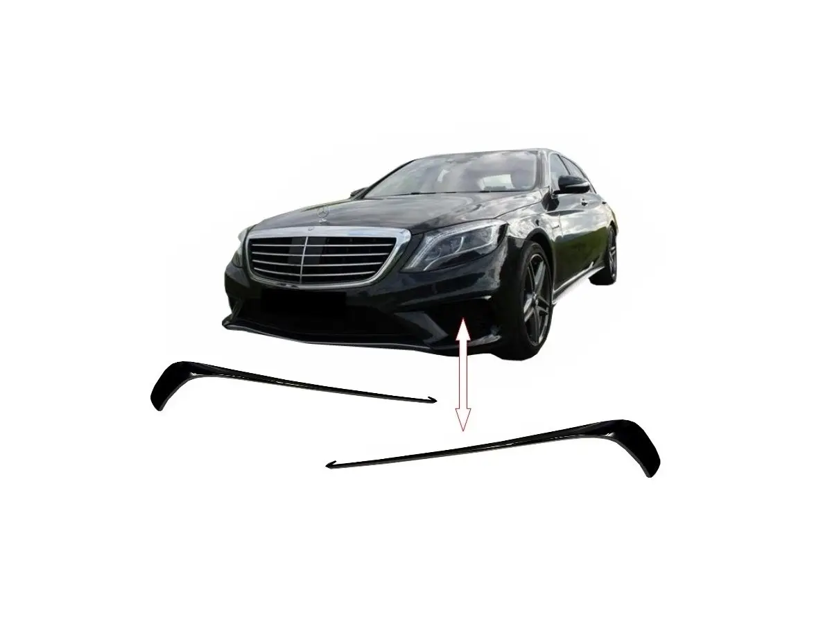 Tuning Front Bumper Splitters Fins suitable for MERCEDES Benz W222 S-Class  S63 A-Design (2013-up) Black Edition KITT