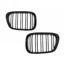 Central Grilles Kidney Grilles suitable for BMW E39 5 Series (1997-2003) Double Stripe M Design Piano Black, Serie 5 E39