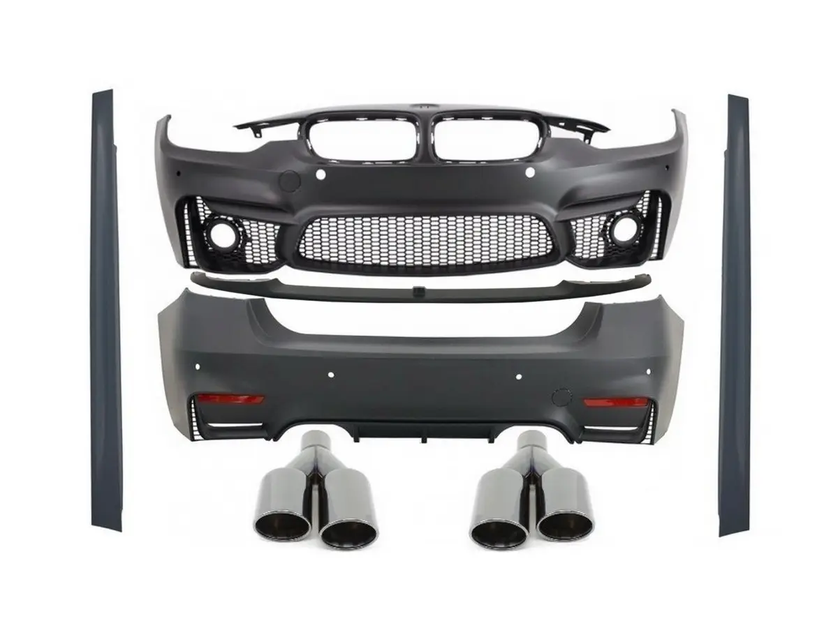 Tuning Complete Body Kit suitable for BMW F30 (2011-2019) EVO II M3 CS  Design with Exhaust Muffler Tips Quad M-Power Black KITT