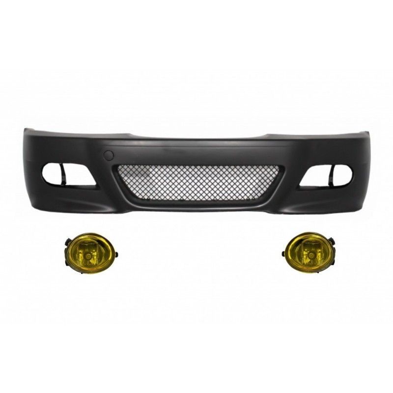 Front Bumper with Fog Lights Yellow suitable for BMW 3 Series Coupe Cabrio Sedan Estate E46 (1998-2004) M3 Design, Nouveaux prod