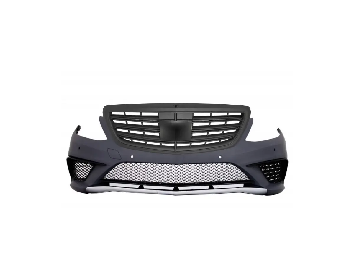 Tuning Front Bumper suitable for Mercedes Benz W222 S-Class (2013-06.2017)  PDC with Front Grille Black S63 Design KITT