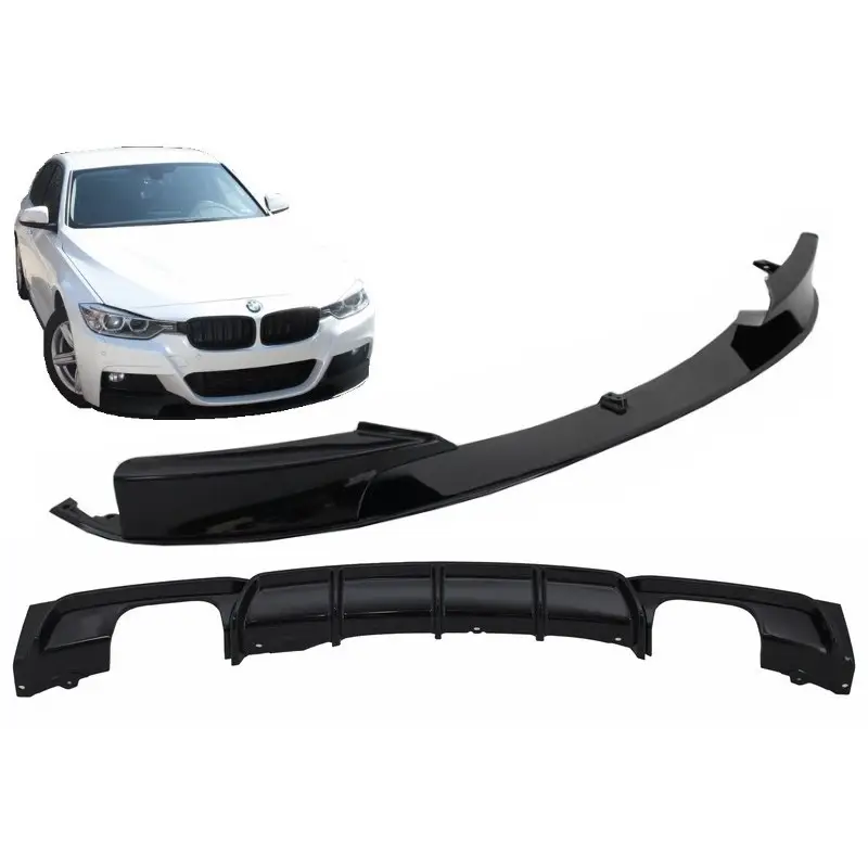Tuning Front Bumper Spoiler with Rear Diffuser suitable for BMW 3 Series  F30 F31 (2011-up) M Performance Design Brilliant Black