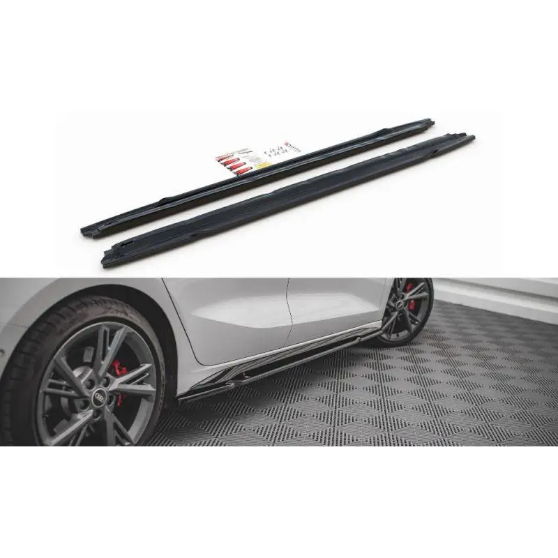 Tuning Maxton Side Skirts Diffusers Audi S3 / A3 S-Line 8Y Gloss Black MAXTON  DESIGN