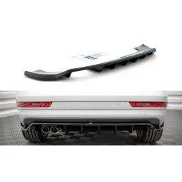 Maxton Central Rear Splitter (with vertical bars) Audi Q3 8U Facelift Gloss Black, MAXTON DESIGN