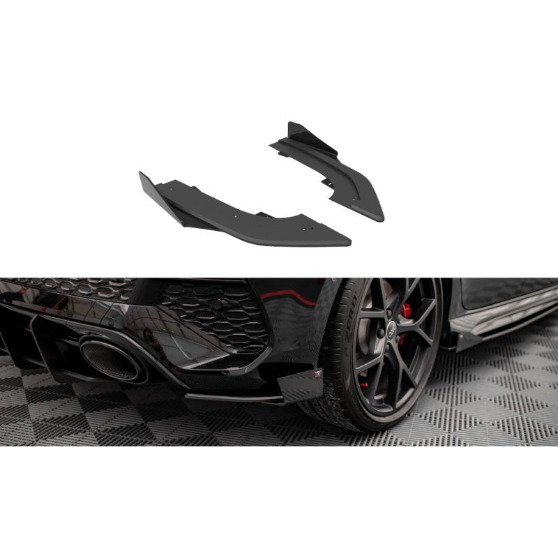 Maxton Street Pro Rear Side Splitters + Flaps Audi RS3 Sportback 8Y Black + Gloss Flaps, Nouveaux produits maxton-design