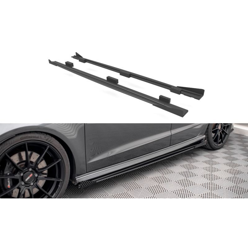 Maxton Street Pro Side Skirts Diffusers + Flaps Audi S3 Sportback 8V Facelift Black + Gloss Flaps, Nouveaux produits maxton-desi