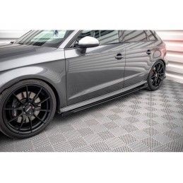 Maxton Street Pro Side Skirts Diffusers + Flaps Audi S3 Sportback 8V Facelift Black + Gloss Flaps, Nouveaux produits maxton-desi