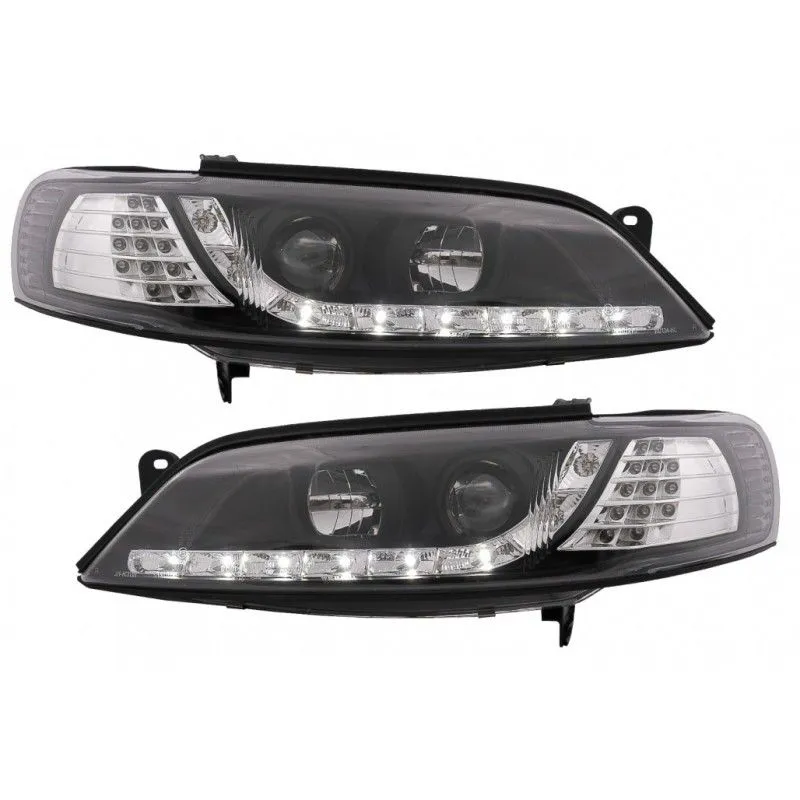 Daylight LED Headlights suitable for Opel Vectra B (11.1996-12.1998) LHD  Black