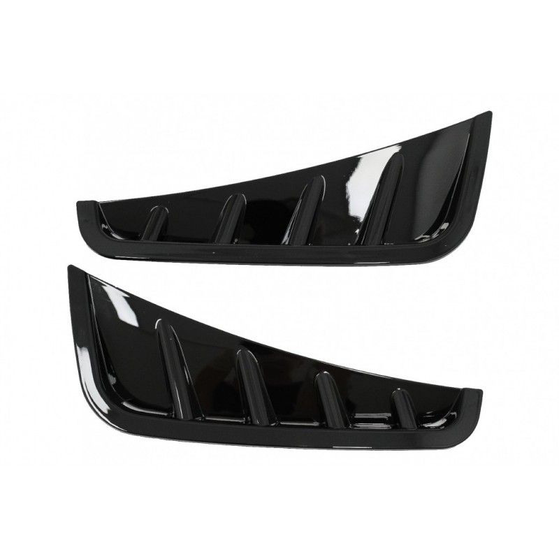 Front Bumper Flaps Side Fins Flics suitable for Mercedes C-Class W205 S205 Sedan T-Model Facelift (2018-2020) Piano Black, Nouve