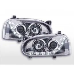 Phare Daylight LED feux de jour VW Golf 3 91-97 chrome pour conduite à droite, Golf 3