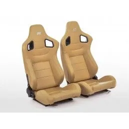 Sièges sport FK Sièges demi-coque pour voiture Set Stuttgart simili cuir beige, Sièges