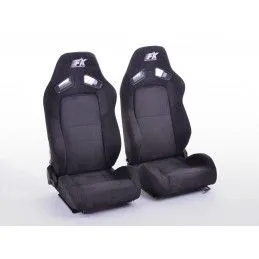 Sièges sport FK Sièges demi-coque de voiture Set Leipzig suède cuir synthétique noir, Sièges