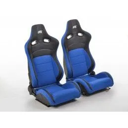 Sièges sport FK Sièges demi-coque de voiture Set Cologne cuir artificiel / tissu noir / bleu, Sièges