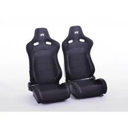 Sièges sport FK Set de sièges auto demi-coque cuir artificiel Cologne / tissu noir, Sièges