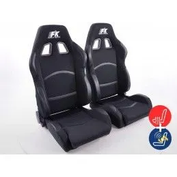 Sièges sport FK Sièges demi-coque auto Set tissu Cyberstar noir avec siège chauffant et massage, Sièges