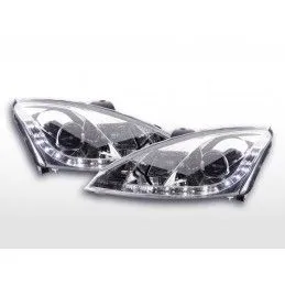 Phare Daylight à LED DRL look Ford Focus 3/4/5 portes. 98-01 chromé, Focus I 98-05