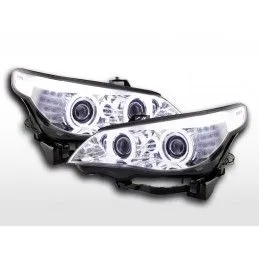 Phares avant xenon angel eyes CCFL BMW 5er E60 / E61 03-04 chrome, Eclairage Bmw