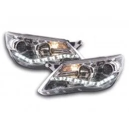 Phares Daylight LED feux de jour VW Tiguan 07-11 chrome, Eclairage Volkswagen