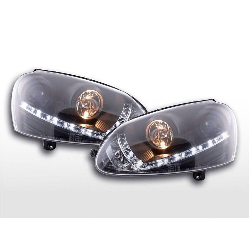 Phare Daylight LED feux diurnes VW Golf 5 type 1K 03-08 noir pour conduite à droite, Eclairage Volkswagen