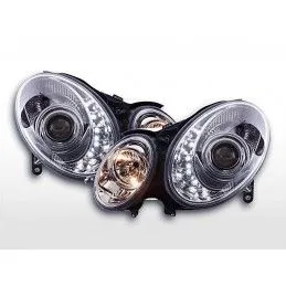 Phare Daylight LED DRL look Mercedes Classe E 211 02-06 chrome, Eclairage Mercedes