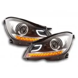 Phare Daylight LED DRL look Mercedes Classe C (204) 2011-2014 noir, Eclairage Mercedes