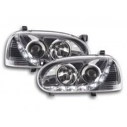 Phare Daylight LED DRL look VW Golf 3 type 1HXO 1EXO 91-97 chrome, Volkswagen