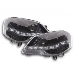 Phare Daylight LED look DRL VW Polo type 9N3 05-09 noir, Volkswagen