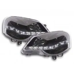 Phare Daylight LED look DRL VW Polo type 9N3 05-09 noir, Volkswagen