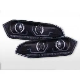 Jeu de phares feux diurnes LED VW Polo VI type AW année 17-21 noir, Volkswagen