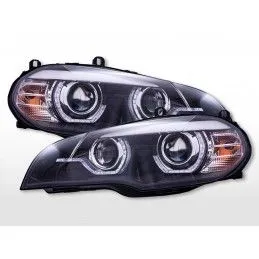 Phares Xenon Daylight avec feux diurnes à LED BMW X5 E70 2008-2010 noir, Eclairage Bmw