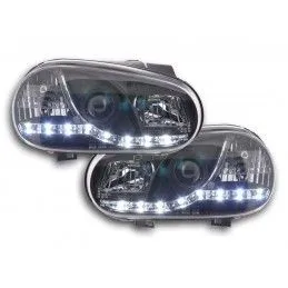 Phare Daylight LED look DRL VW Golf 4 type 1J 98-03 noir pour conduite à droite, Eclairage Volkswagen