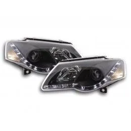 Phare Daylight LED look DRL VW Passat type 3C 05- noir pour conduite à droite, Eclairage Volkswagen