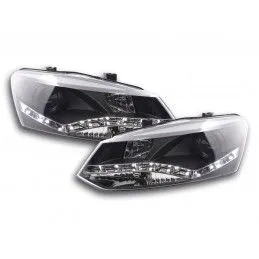 Phare Daylight LED look DRL VW Polo type 6R 2010- noir pour conduite à droite, Eclairage Volkswagen