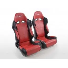 Sièges sport FK Sièges auto demi-coque Set SCE-Sportive 2 simili cuir rouge / noir, Sièges