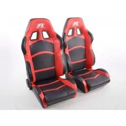 Sièges sport FK Sièges demi-coque auto Set Cyberstar cuir synthétique noir / rouge, Sièges