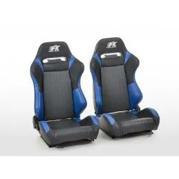 Sièges sport FK Sièges demi-coque de voiture Set Frankfurt simili cuir noir / bleu, Sièges