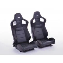 Sièges sport FK Sièges demi-coque pour voiture Set Stuttgart simili cuir noir aspect carbone, Sièges