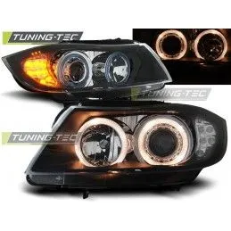 HEADLIGHTS ANGEL EYES BLACK LED INDICATOR fits BMW E90/E91 03.05-08.08, Serie 3 E90/E91