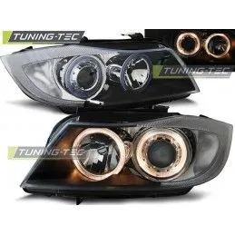 HEADLIGHTS ANGEL EYES BLACK fits BMW E90/E91 03.05-08.08, Serie 3 E90/E91